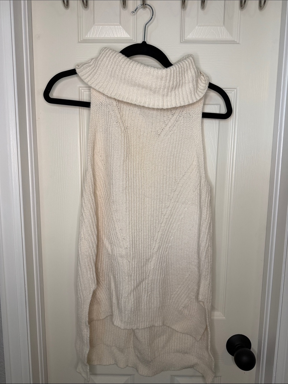 Angel Of The North Sleeveless Cowl Neck Sweater Vest in Cream